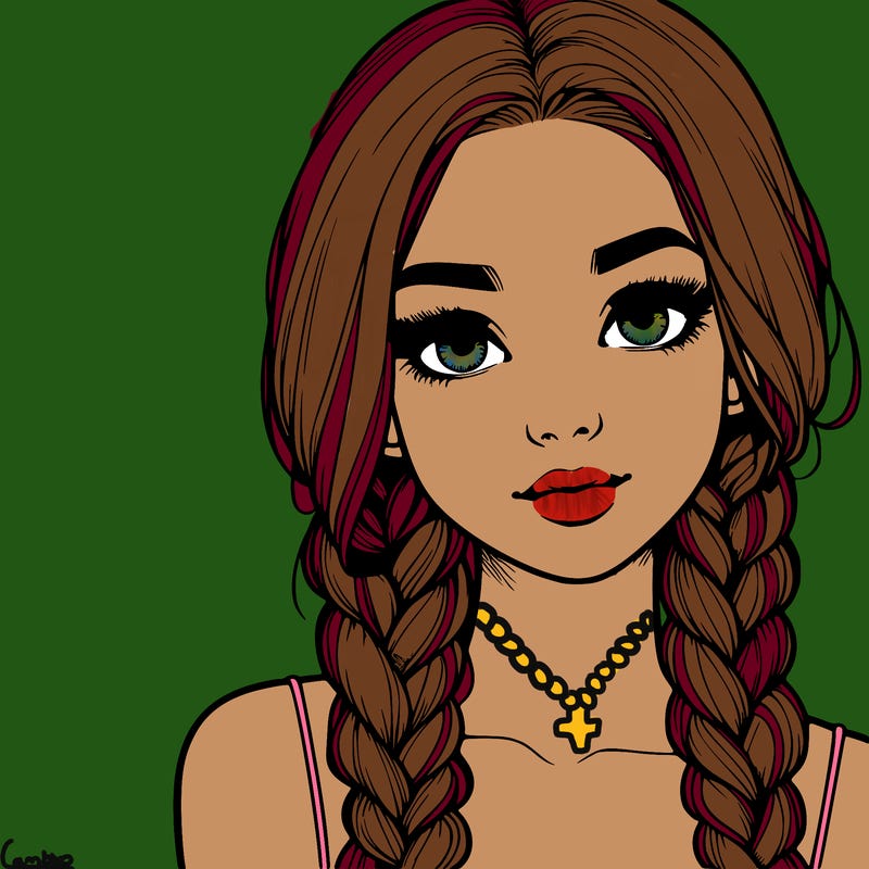 realistic girl with braids