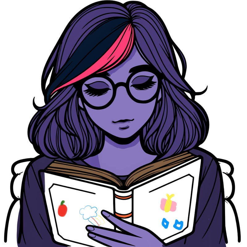 girl reading with glasses realistic