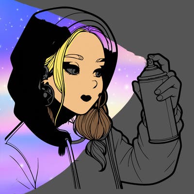 a realistic girl, spray painting