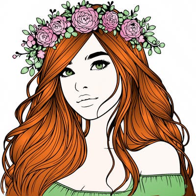 realistic girl with flower crown