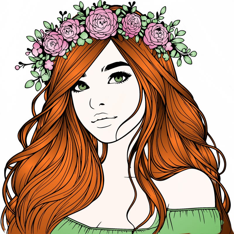 realistic girl with flower crown