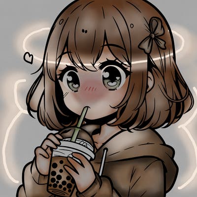 manga girl drink boba