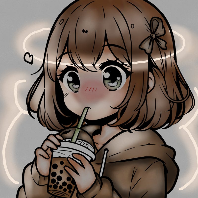 manga girl drink boba