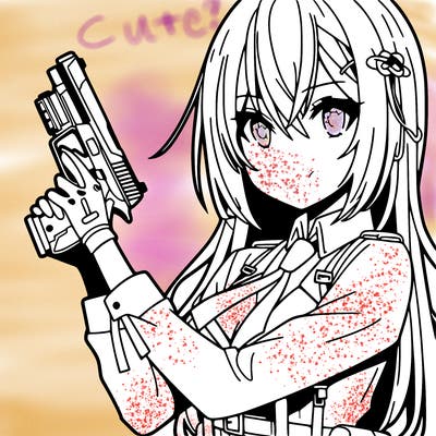 girl manga character with a gun