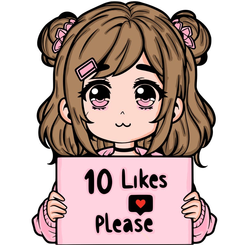 a girl with a sign saying 10 likes please