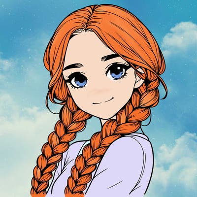 realistic girl with braids