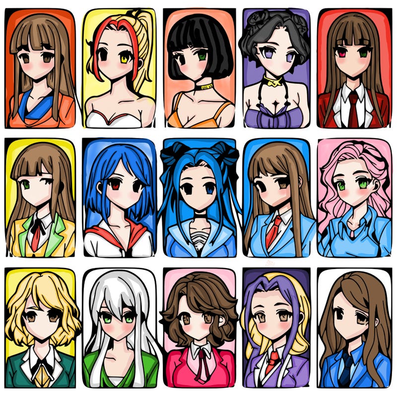 girls that look diffrent anime