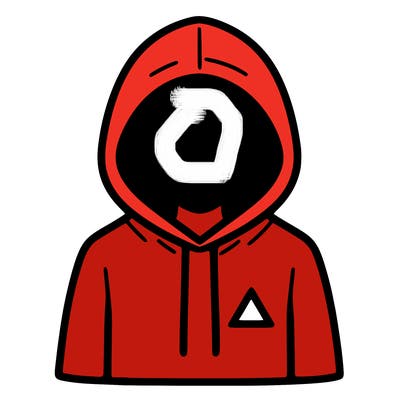 a person with non face waering a hoodie with a small triangle symbol