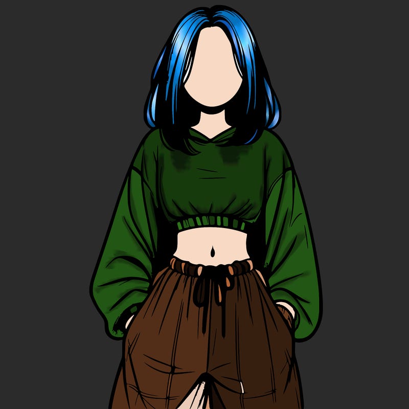 realistic girl faceless with baggy pants and a crop top