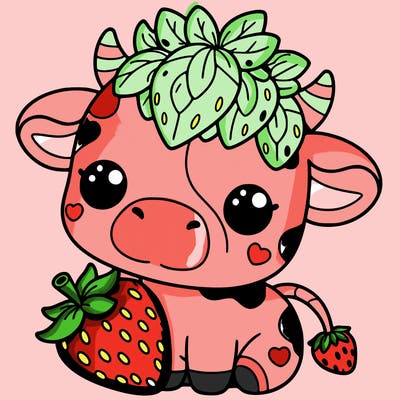 cute strawberry cow