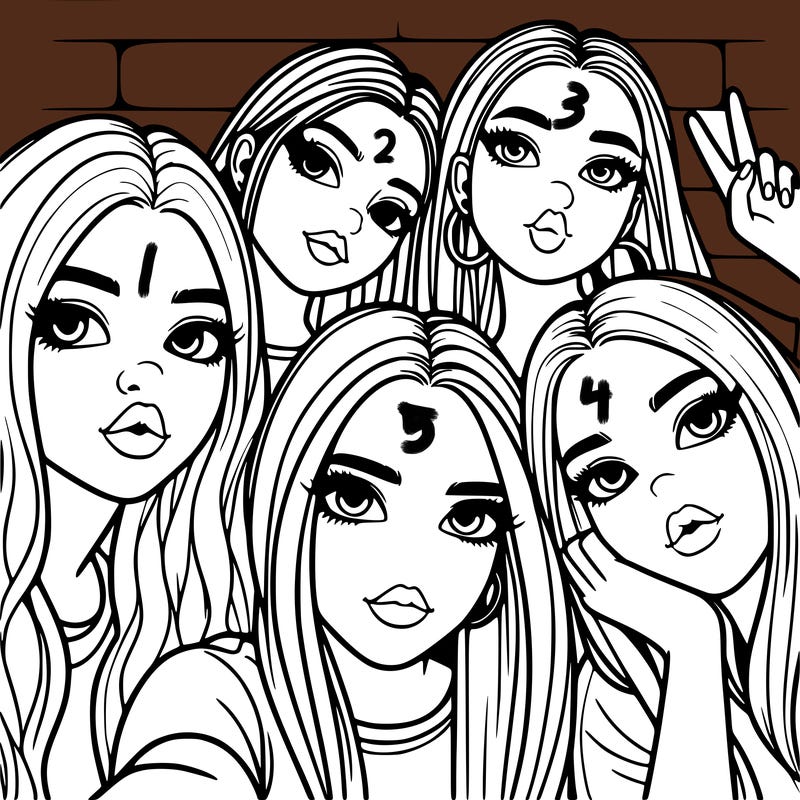 group of teen girls friends y2k up close in a selfie