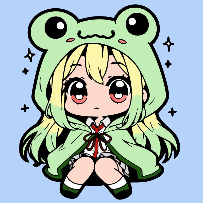 chibi girl with frog hoodie