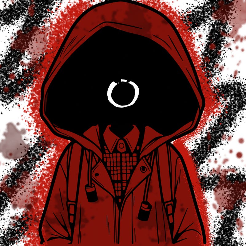 little anime girl in a raincoat her hair is covering her eyes she has a lighter