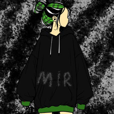 realistic girl with a oversized sweatshirt on and a bun