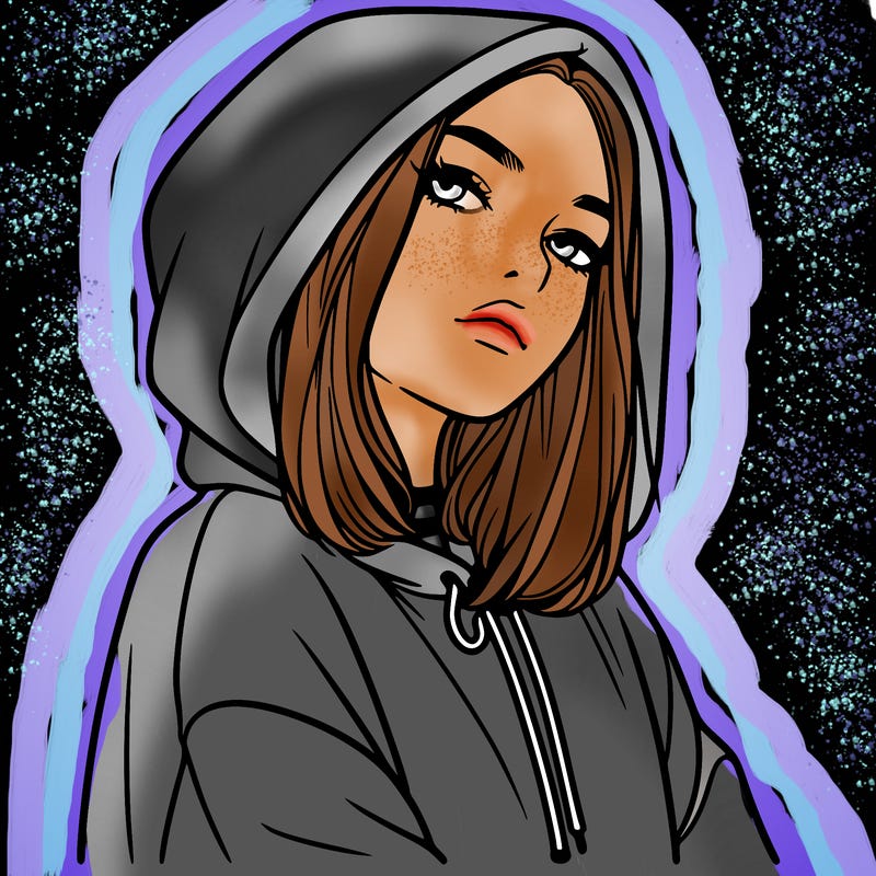 a realistic girl in a hoodie