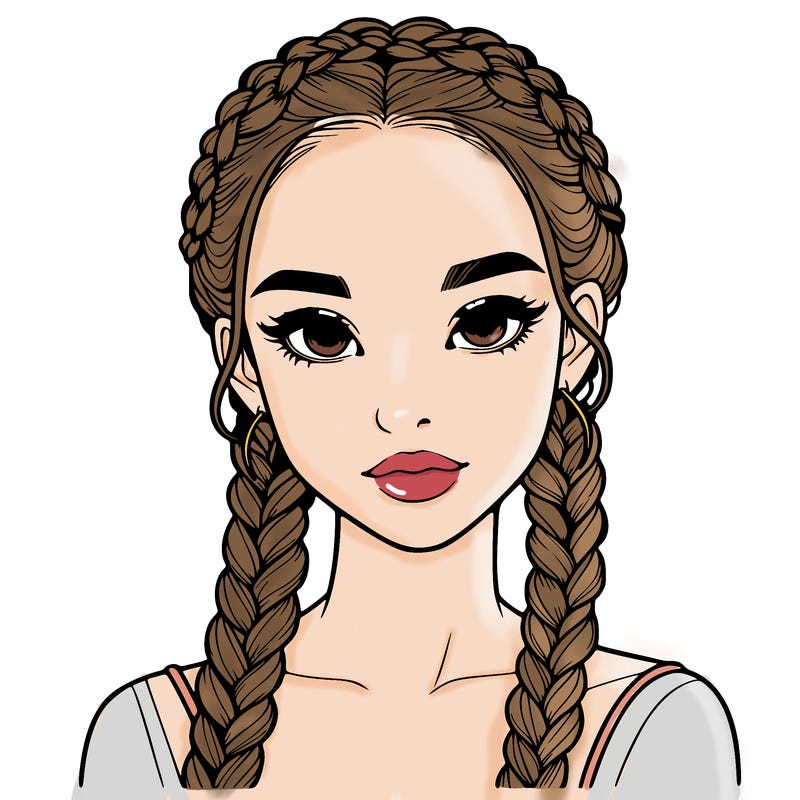 realistic girl with braids