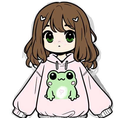 girl wearing frogging sweatshirt