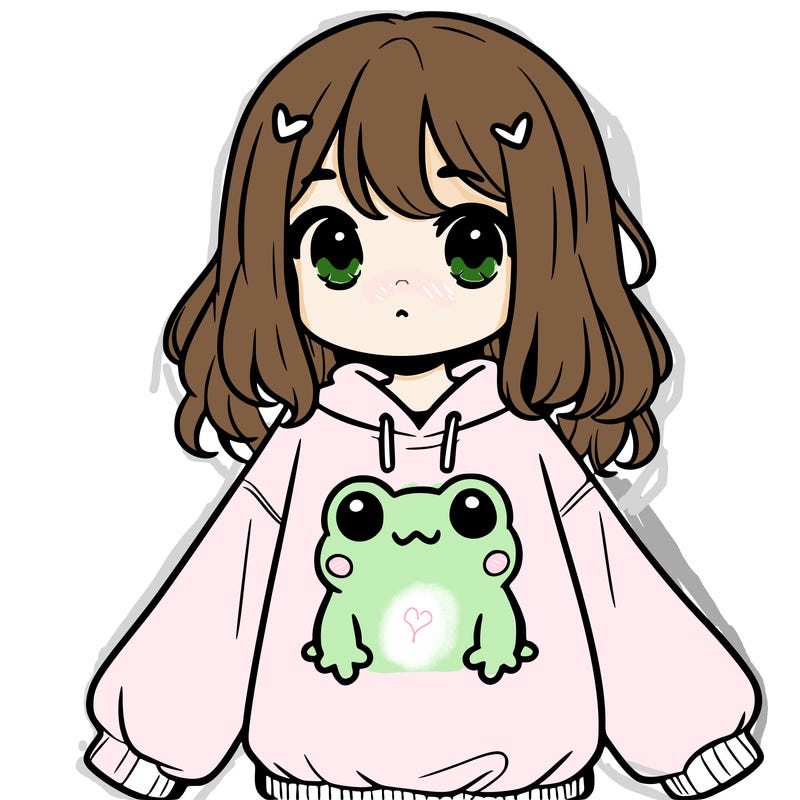 girl wearing frogging sweatshirt