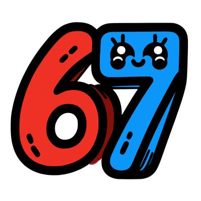 the numbers 67