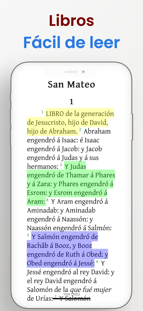 Mi Biblia católica en español - Interfaz de la aplicación Mi Biblia Catolica mostrando versículos bíblicos resaltados en español para una fácil lectura.