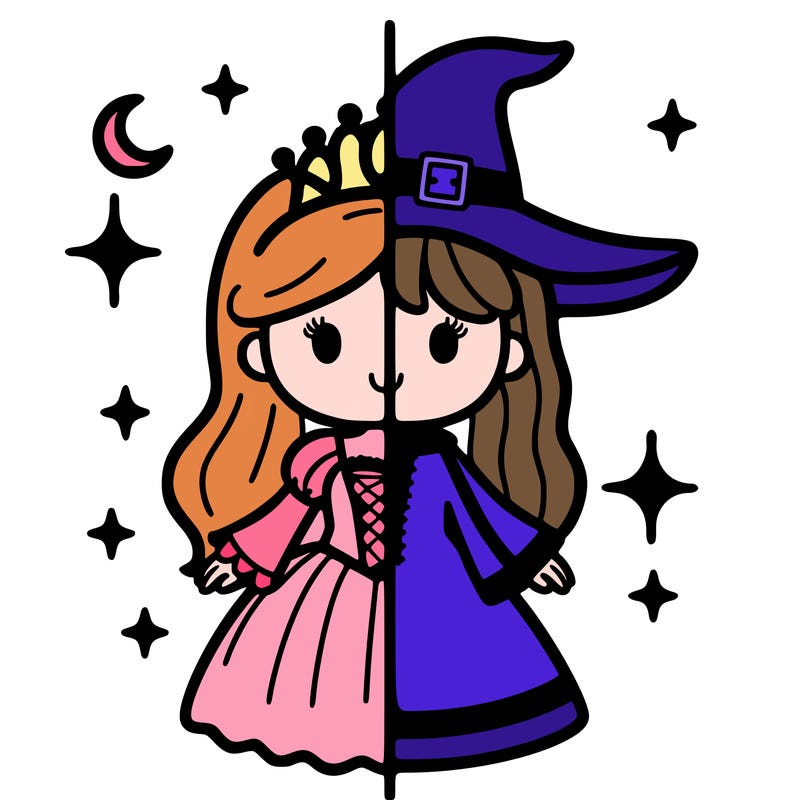 split princess and witch