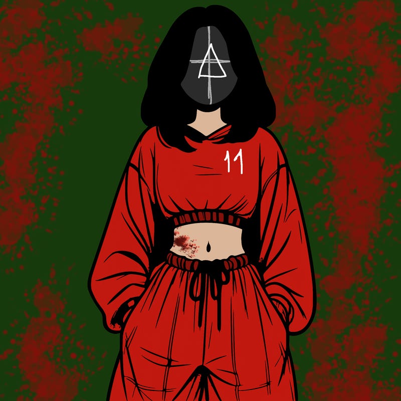 realistic girl faceless with baggy pants and a crop top