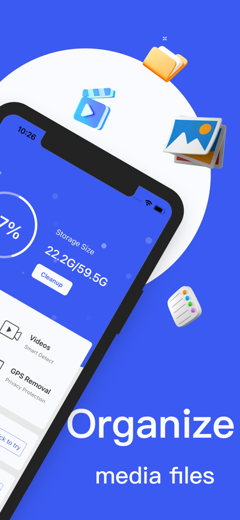 Magic Cleaner-Easy cleanup - Magic Cleaner app interface for organizing media files and managing phone storage