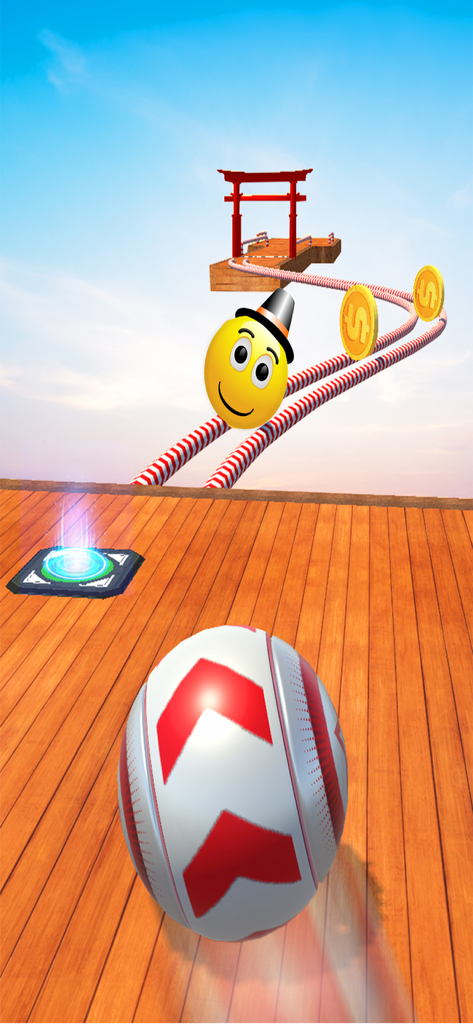 Crazy Balance Rolling Ball 3D - 3D rolling ball game with a sky track and smiley character