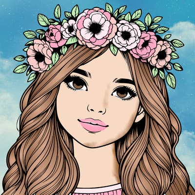 realistic girl with flower crown