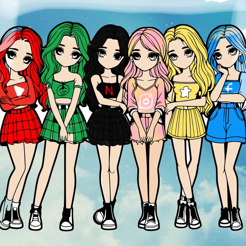 a group of girls realistic