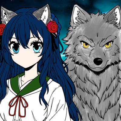 wolf girl and wolf boy animr