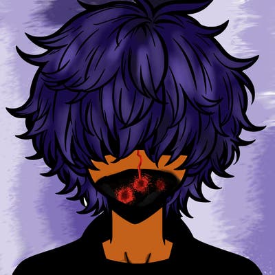 manga boy fluffy hair covering his eyes