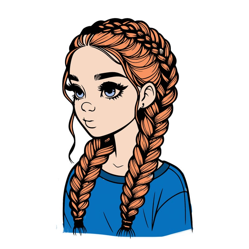 realistic girl with braids