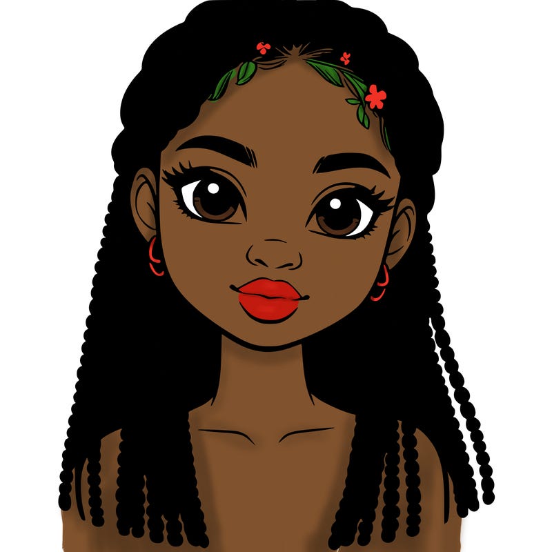 a realistic black girl with braids