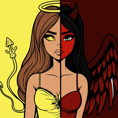 devil vs angel realistic girl