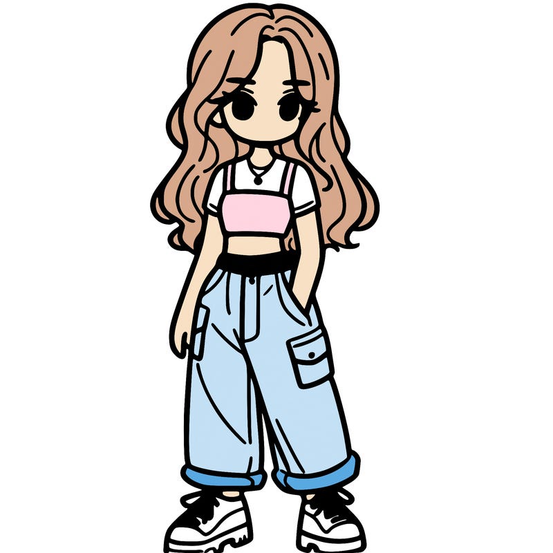 girl in crop top and baggy pants