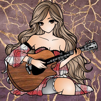 beautiful girl playing the guitar