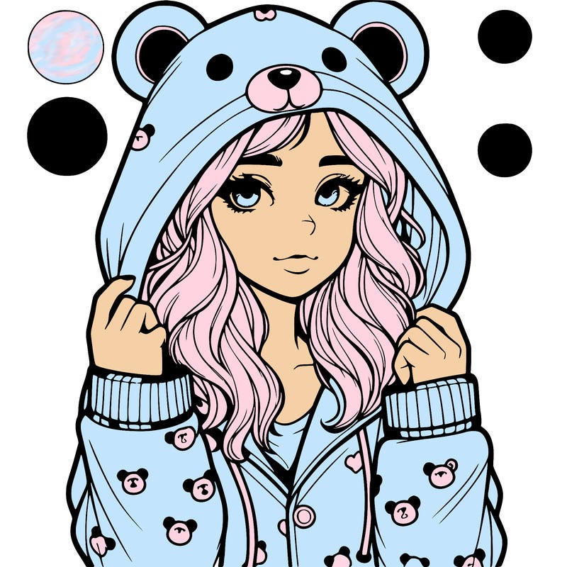 realistic girl in a animal pjs hoodie