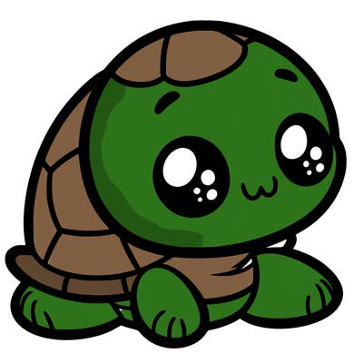 cute little animated turtle