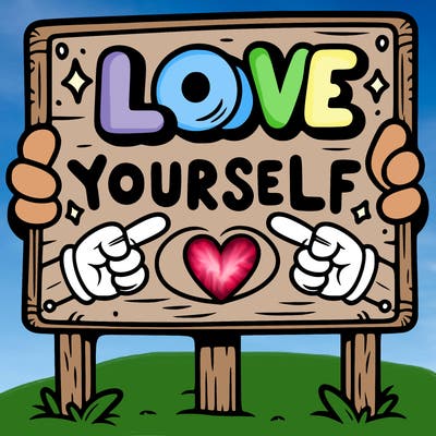 a sign where it is written: love yourself