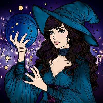 realistic women sorcerer using magic