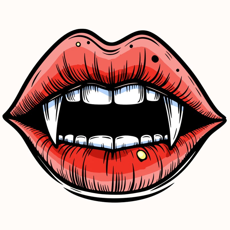 lips with vampire teeth