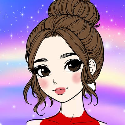 realistic pretty girl with hair in bun
