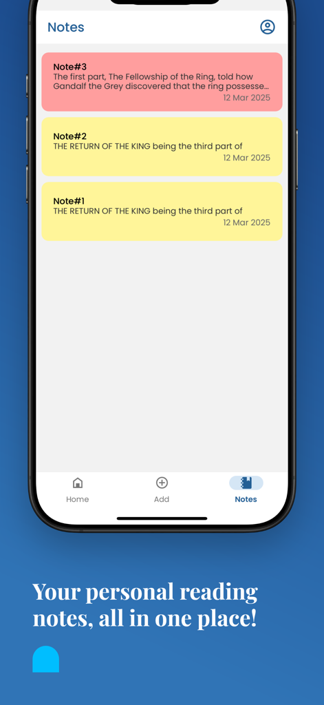 Voicen AI: Text to Speech - Voicen AI app screen showing a list of organized reading notes with dates and book titles