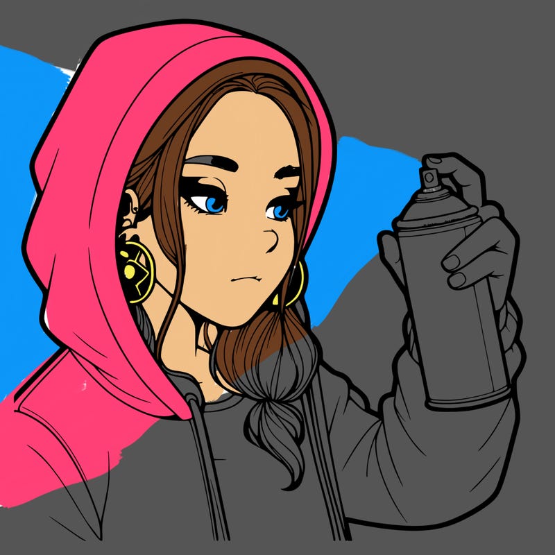 a realistic girl, spray painting