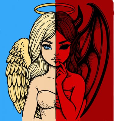 realistic angel half demon