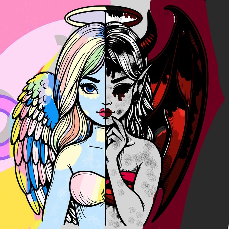 realistic angel half demon