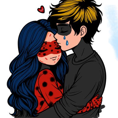 a realistic couple boy and girl hugging and kissing