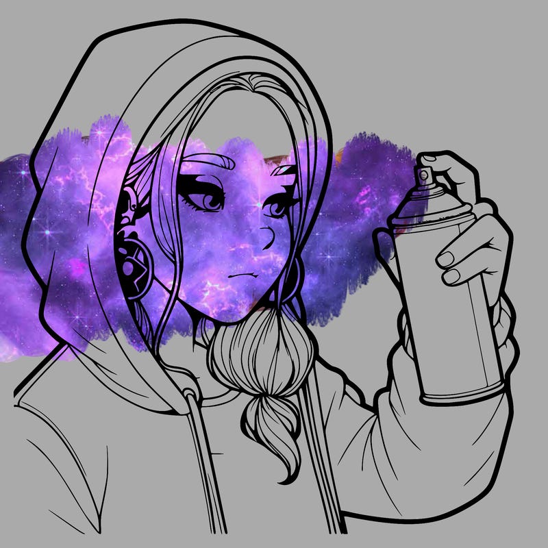 a realistic girl, spray painting