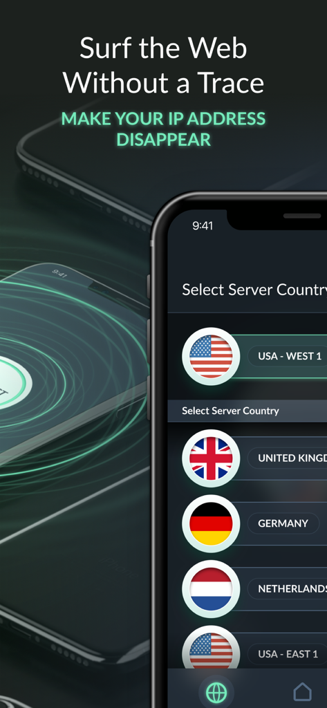 Proxy VPN· for iPhone & iPad - CyberSafe VPN app server selection screen on iPhone showing international locations